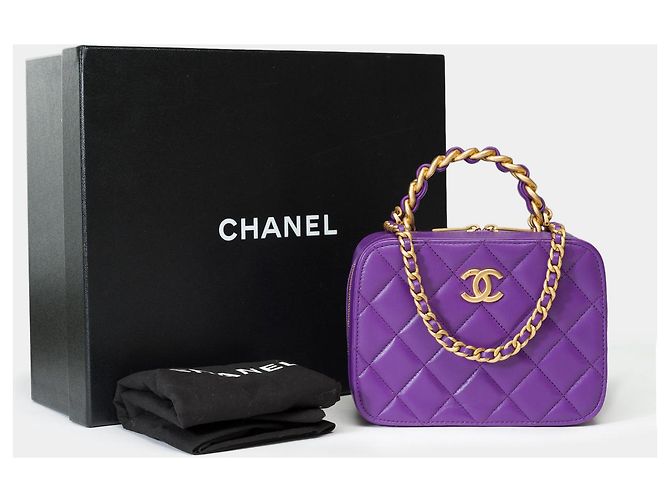 Sac CHANEL Vanity en Cuir Violet - 102012 - vue 2