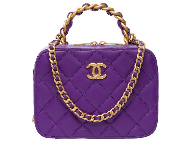 Sac CHANEL Vanity en Cuir Violet - 102012 - vue 3