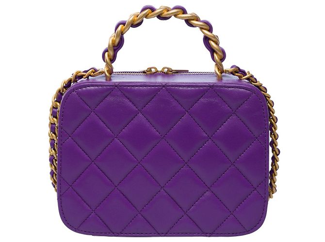 Sac CHANEL Vanity en Cuir Violet - 102012 - vue 4