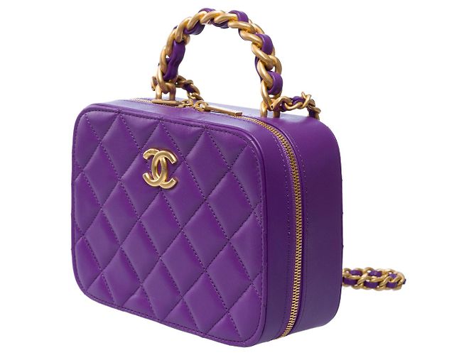Sac CHANEL Vanity en Cuir Violet - 102012 - vue 5