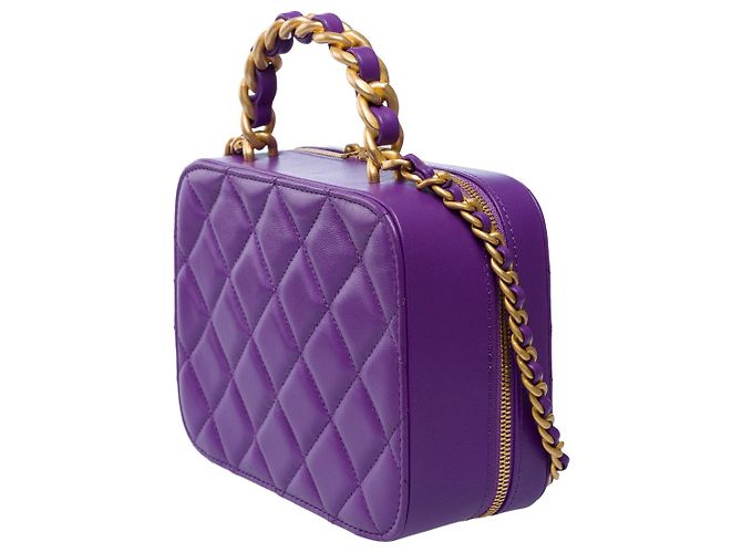 Sac CHANEL Vanity en Cuir Violet - 102012 - vue 6