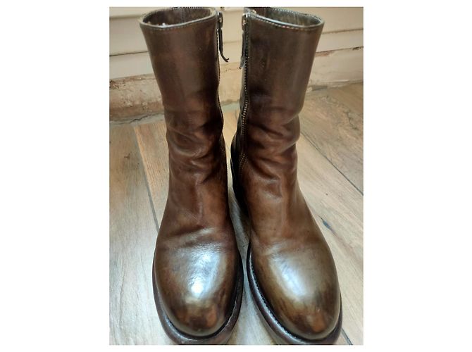 Autre Marque Botines DAMY de cuero caqui - vista 3