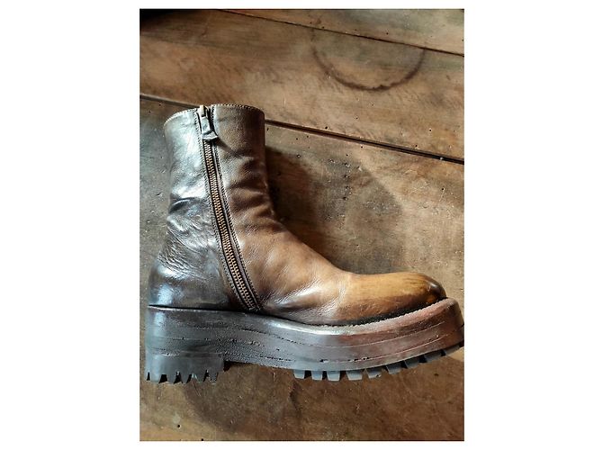 Autre Marque Botines DAMY de cuero caqui - vista 5