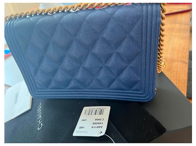 Chanel Wallet On Chain in pelle cavia blu - vista 6