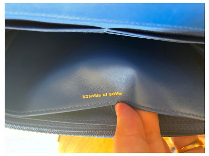 Chanel Wallet On Chain in pelle cavia blu - vista 7