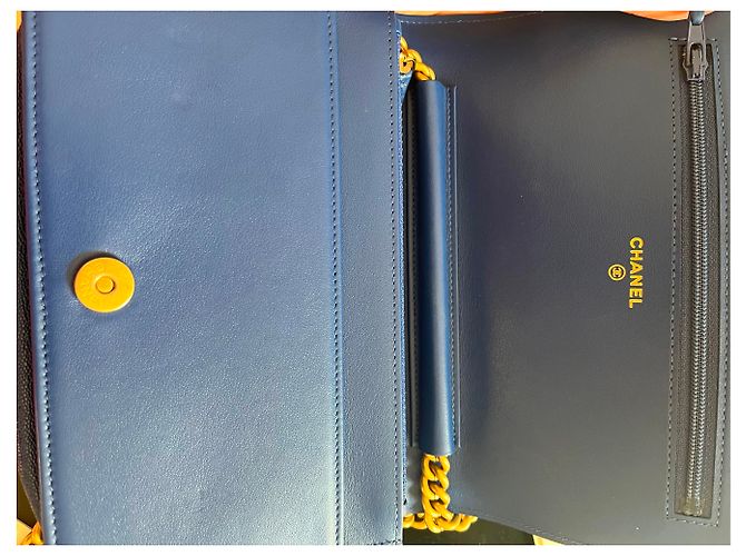 Chanel Wallet On Chain in pelle cavia blu - vista 8