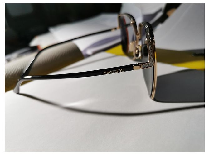 Occhiali da sole Jimmy Choo Neri e Oro con Glitter Nero - vista 2