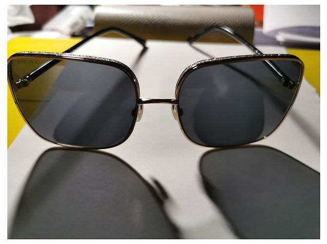Occhiali da sole Jimmy Choo Neri e Oro con Glitter Nero - vista 4