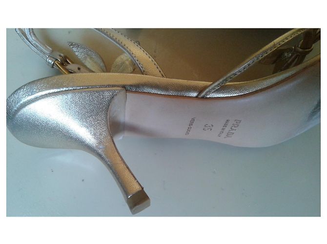 Prada Gold Leather Sandals Size 35 Golden - view 5
