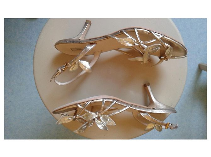 Prada Gold Leather Sandals Size 35 Golden - view 7