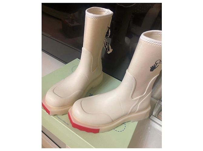 Off White Botas de goma blanco roto Crema - vista 2