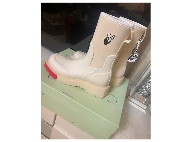 Off White Botas de goma blanco roto Crema - vista 3