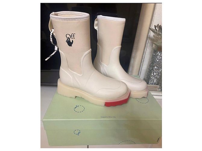 Off White Botas de goma blanco roto Crema - vista 4