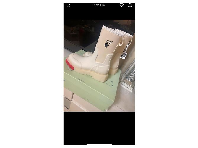 Off White Botas de goma blanco roto Crema - vista 7