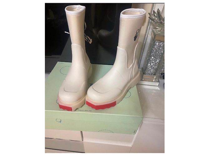 Off White Botas de goma blanco roto Crema - vista 8