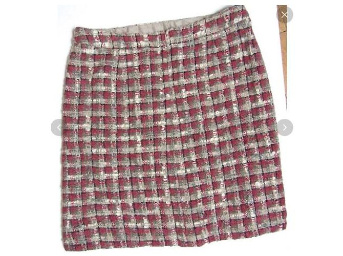 Falda Chanel de tweed rojo oscuro Burdeos - vista 3