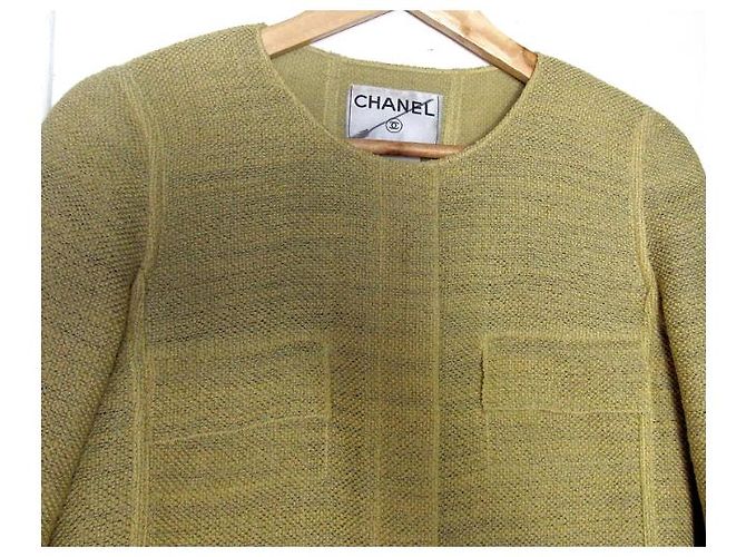 Chanel Jacke senfgelb grün Baumwolle Größe 38 - Ansicht 2