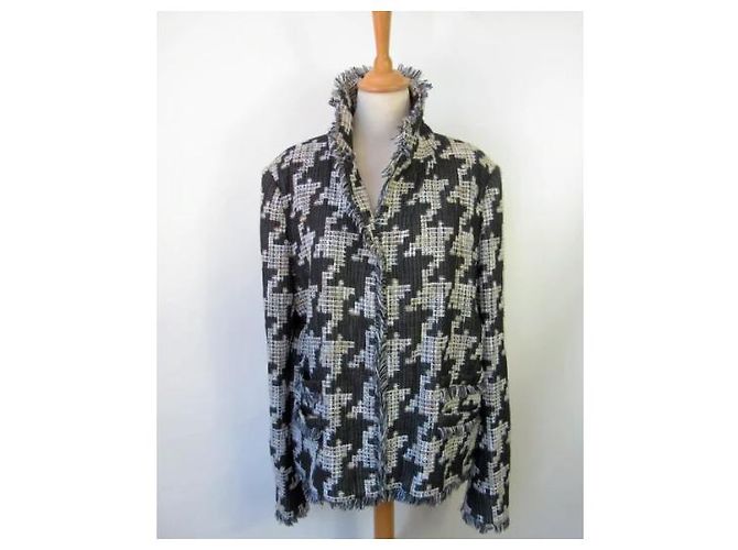 Chanel Tweedjacke Hahnentritt schwarz grau - Ansicht 2