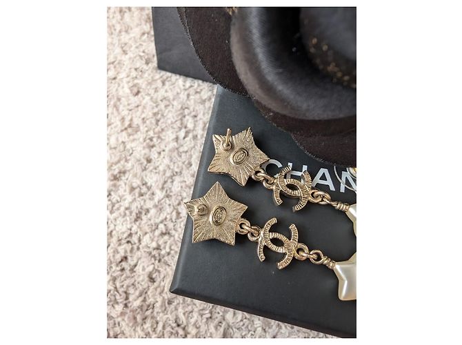 Chanel CC A17B GHW Orecchini Long Logo Pearl Star scatola D'oro - vista 7