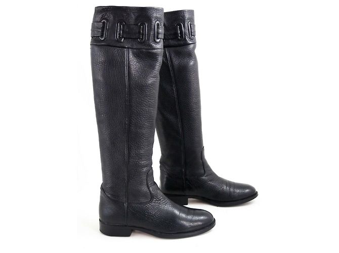 Bottes Hugo Boss en cuir noir taille 37 - vue 2