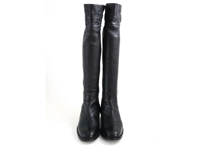 Bottes Hugo Boss en cuir noir taille 37 - vue 3