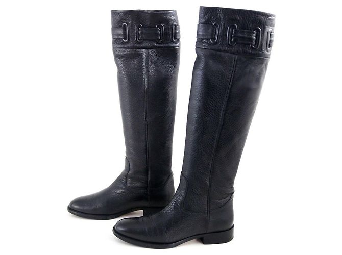 Bottes Hugo Boss en cuir noir taille 37 - vue 4