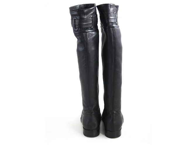 Bottes Hugo Boss en cuir noir taille 37 - vue 5