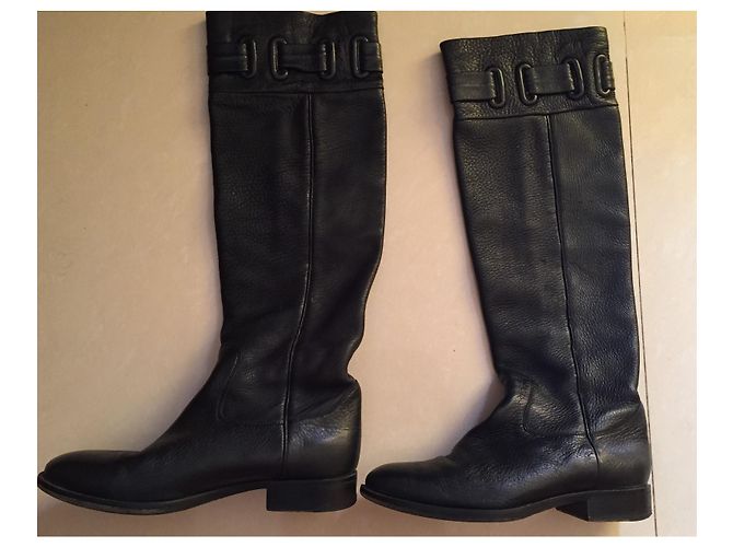 Bottes Hugo Boss en cuir noir taille 37 - vue 7
