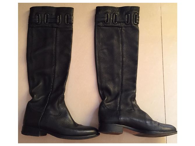 Bottes Hugo Boss en cuir noir taille 37 - vue 8