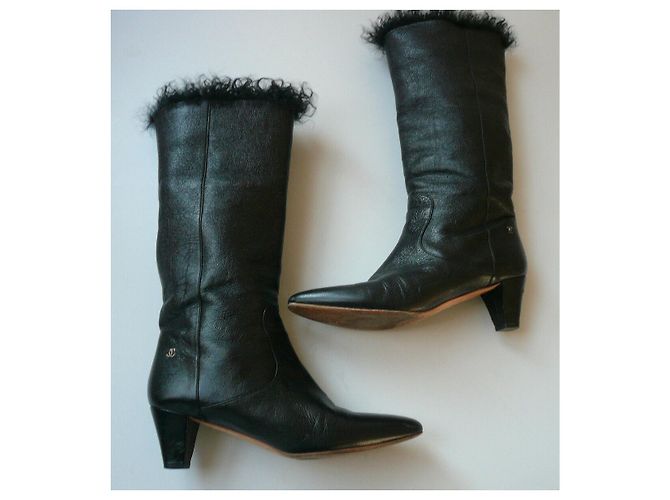 Botas Chanel de piel negra talla 39 Negro - vista 2