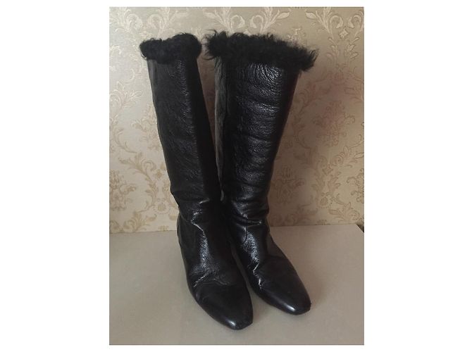 Botas Chanel de piel negra talla 39 Negro - vista 3