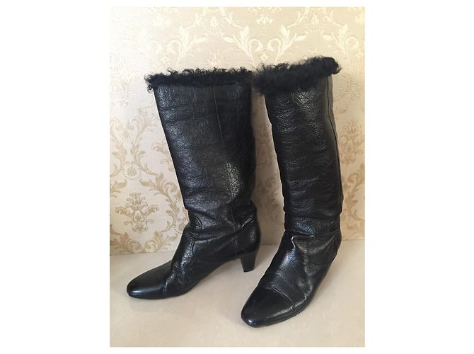 Botas Chanel de piel negra talla 39 Negro - vista 6