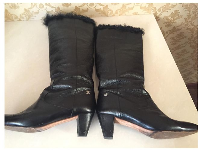 Botas Chanel de piel negra talla 39 Negro - vista 9
