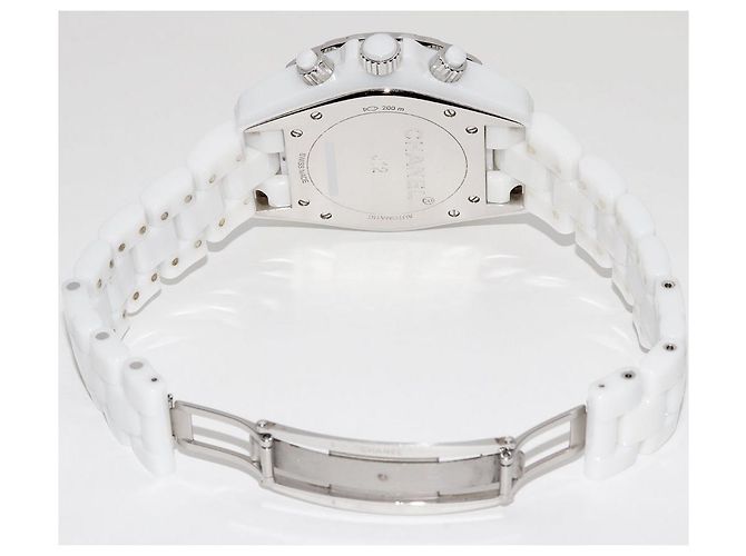 Chanel J12 Automatic H2009 White Ceramic Men's Chronograph Watch in Great - view 2