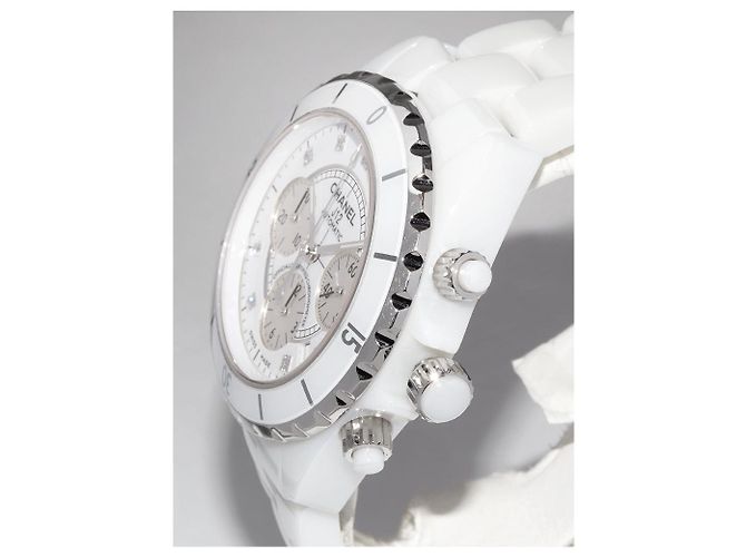 Chanel J12 Automatic H2009 White Ceramic Men's Chronograph Watch in Great - view 3