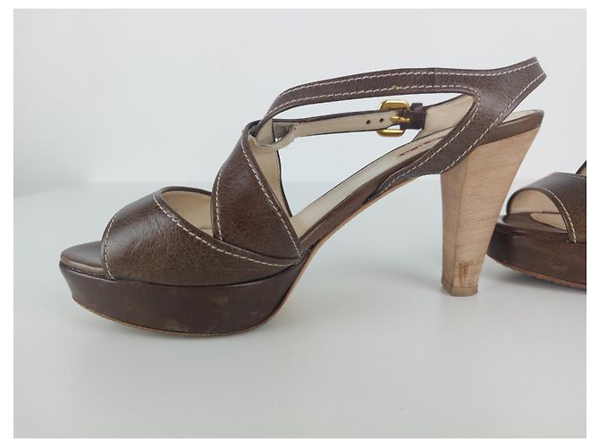 Prada Absatzsandale aus Leder Mehrfarben - Ansicht 6