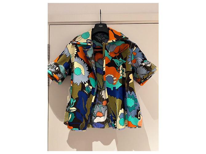 Fendi Giacca Reversibile in Pelliccia di Visone Floreale - vista 2