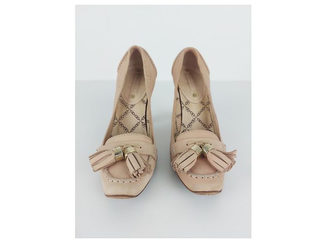 Décolleté Céline in pelle beige con frange taglia 37 - vista 2