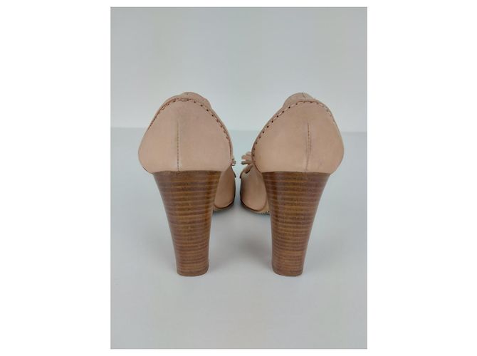 Décolleté Céline in pelle beige con frange taglia 37 - vista 5