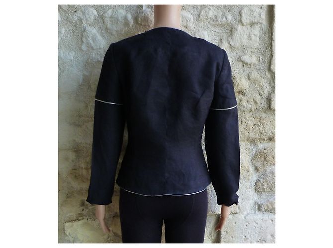 Giacca corta in lino nero Georges Rech Argento - vista 4