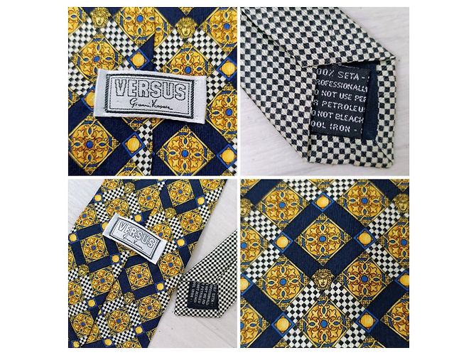 Cravate à losanges Versus Versace Multicolore Jaune - vue 10