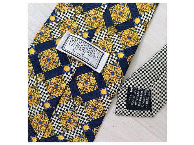 Cravate à losanges Versus Versace Multicolore Jaune - vue 2