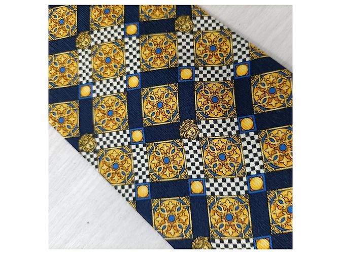 Cravate à losanges Versus Versace Multicolore Jaune - vue 4