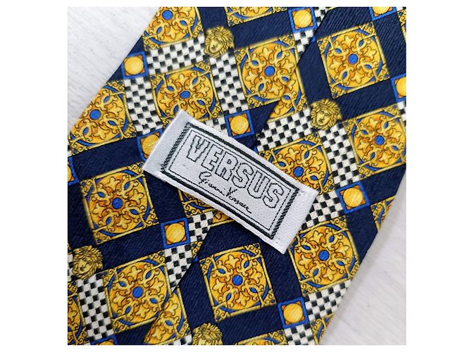 Cravate à losanges Versus Versace Multicolore Jaune - vue 5