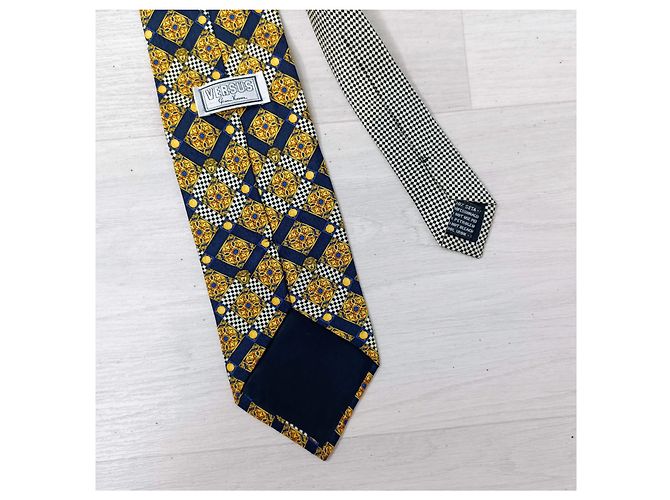 Cravate à losanges Versus Versace Multicolore Jaune - vue 6
