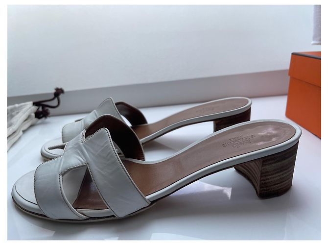 Oran Mules Hermès Oasis in pelle bianca taglia 40 Bianco - vista 11