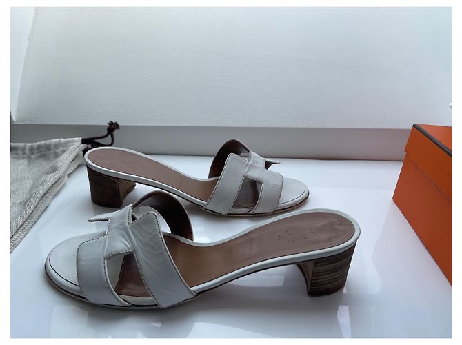 Oran Mules Hermès Oasis in pelle bianca taglia 40 Bianco - vista 12