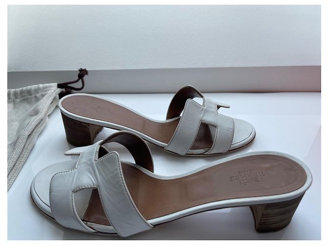 Oran Mules Hermès Oasis in pelle bianca taglia 40 Bianco - vista 14