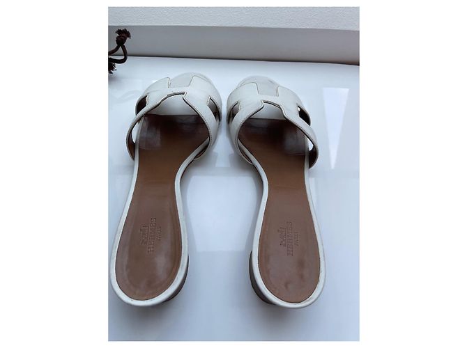 Oran Mules Hermès Oasis in pelle bianca taglia 40 Bianco - vista 15