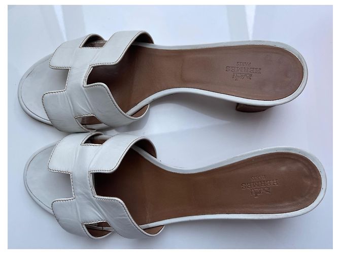 Oran Mules Hermès Oasis in pelle bianca taglia 40 Bianco - vista 2